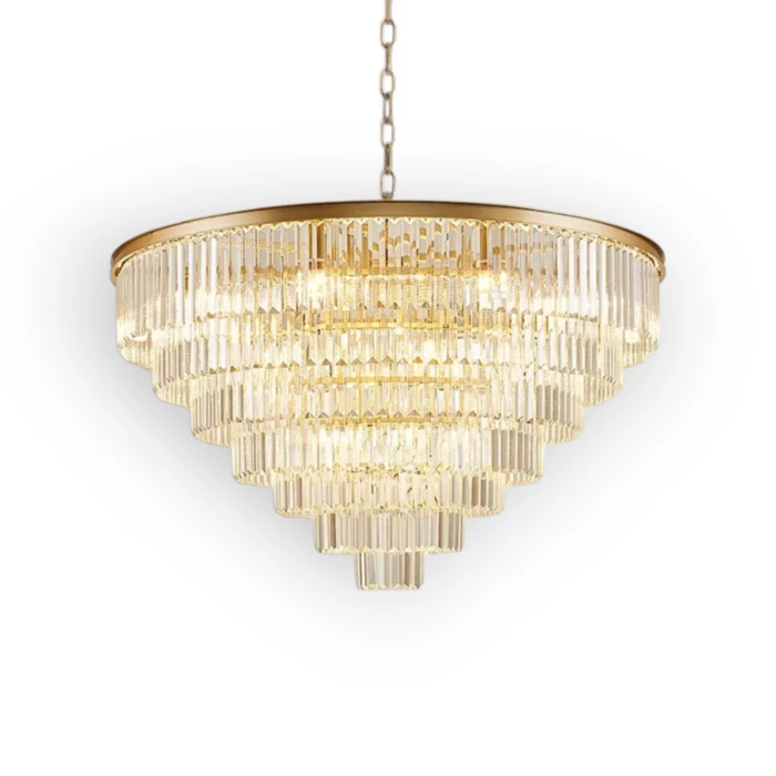 שנדליר עגול עם מוטות קריסטל צ'כי